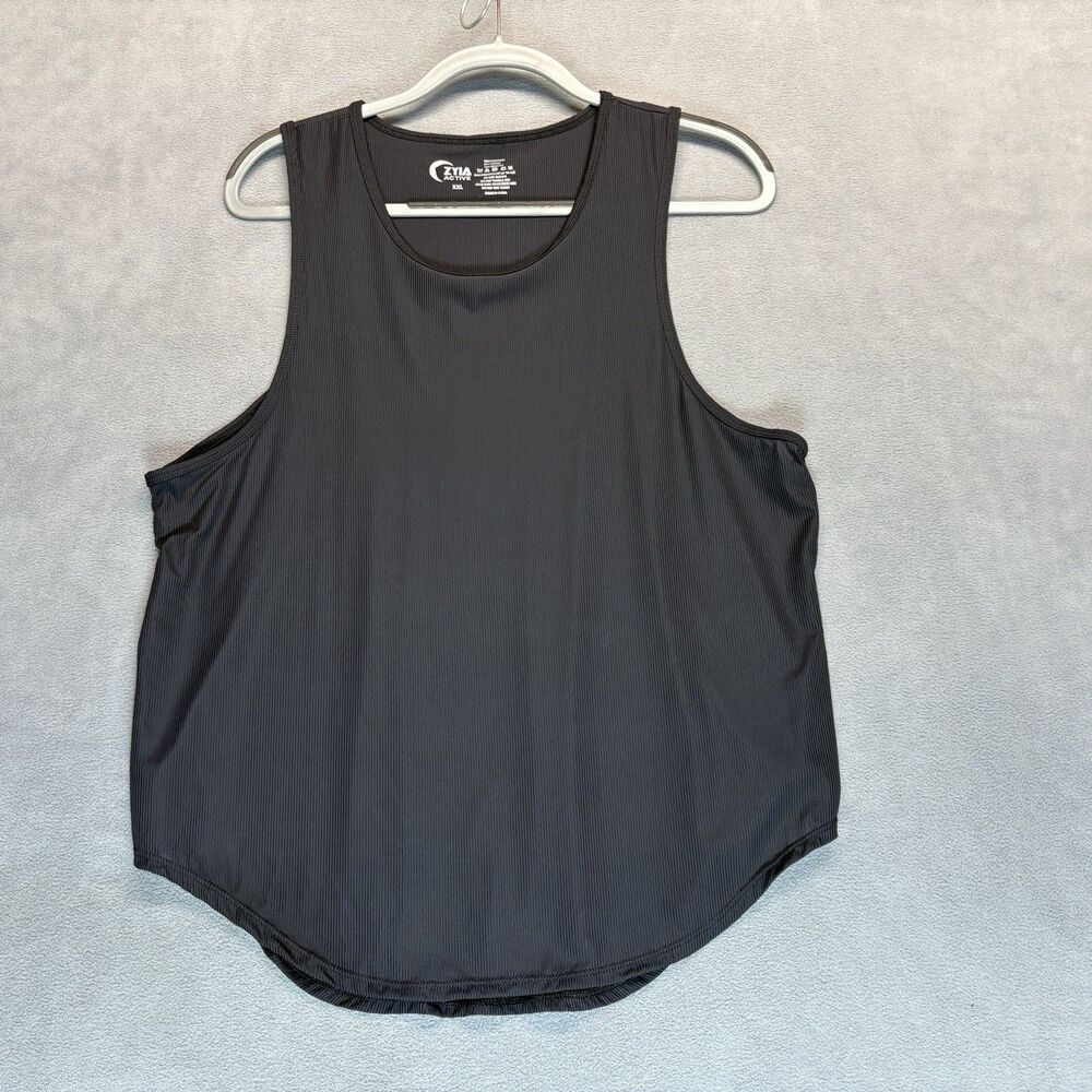 ZYIA Active Size XXL Black Ribbed Athletic Tank Top Sleeveless Stretch